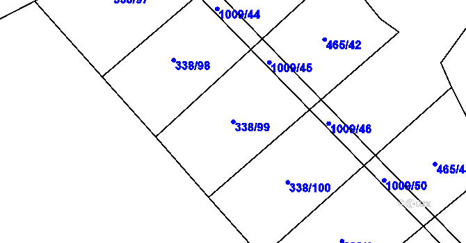 Parcela st. 338/99 v KÚ Rozkoš u Jevišovic, Katastrální mapa