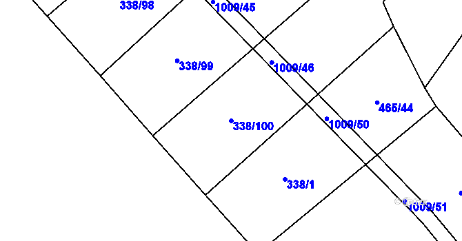 Parcela st. 338/100 v KÚ Rozkoš u Jevišovic, Katastrální mapa