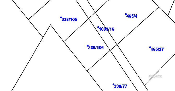 Parcela st. 338/106 v KÚ Rozkoš u Jevišovic, Katastrální mapa