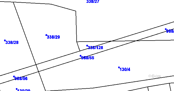 Parcela st. 338/128 v KÚ Rozkoš u Jevišovic, Katastrální mapa