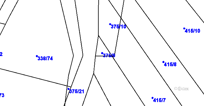 Parcela st. 375/9 v KÚ Rozkoš u Jevišovic, Katastrální mapa