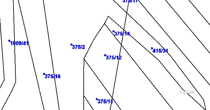 Parcela st. 375/12 v KÚ Rozkoš u Jevišovic, Katastrální mapa