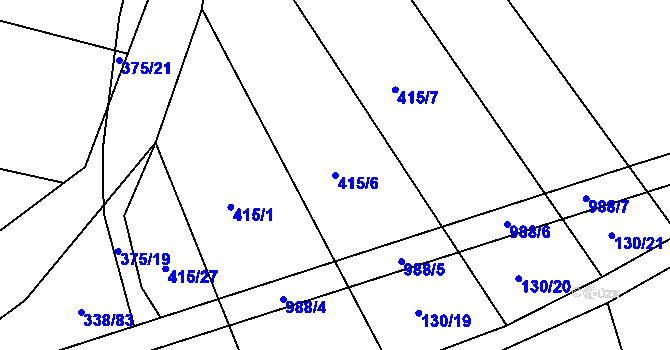 Parcela st. 415/6 v KÚ Rozkoš u Jevišovic, Katastrální mapa