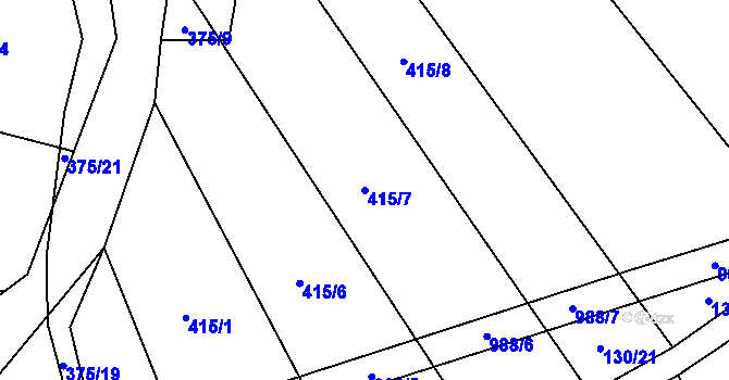 Parcela st. 415/7 v KÚ Rozkoš u Jevišovic, Katastrální mapa