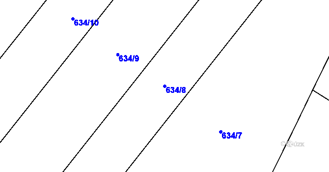 Parcela st. 634/8 v KÚ Rozkoš u Jevišovic, Katastrální mapa