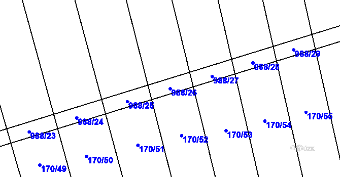 Parcela st. 988/26 v KÚ Rozkoš u Jevišovic, Katastrální mapa