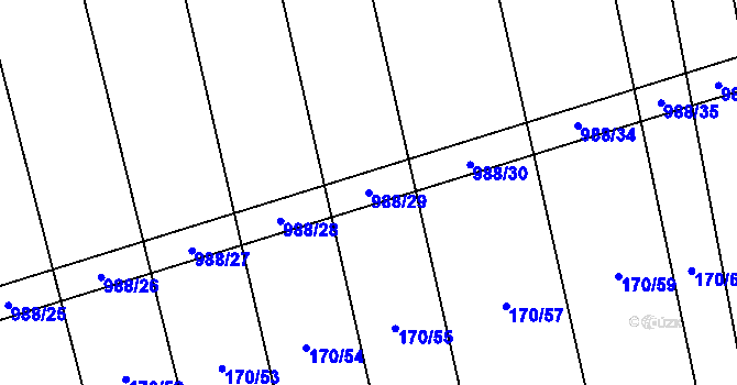 Parcela st. 988/29 v KÚ Rozkoš u Jevišovic, Katastrální mapa