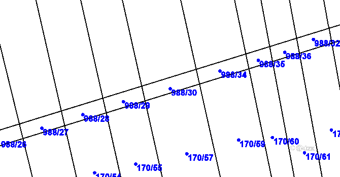 Parcela st. 988/30 v KÚ Rozkoš u Jevišovic, Katastrální mapa