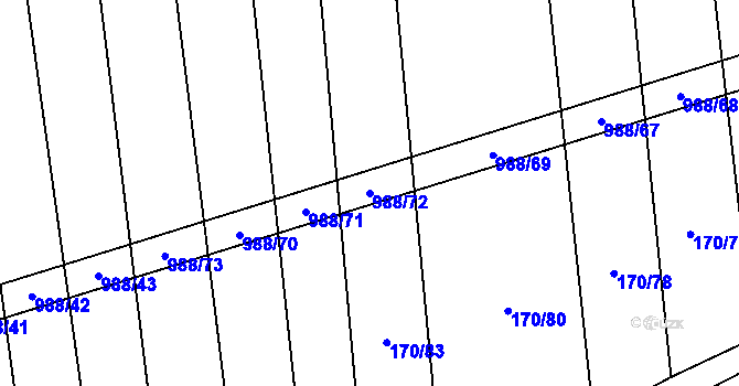 Parcela st. 988/72 v KÚ Rozkoš u Jevišovic, Katastrální mapa