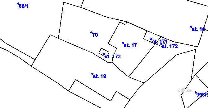 Parcela st. 173 v KÚ Rozkoš u Jevišovic, Katastrální mapa