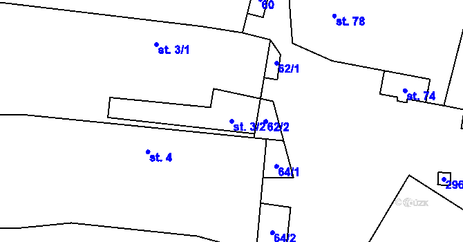 Parcela st. 3/2 v KÚ Rozseč u Třešti, Katastrální mapa