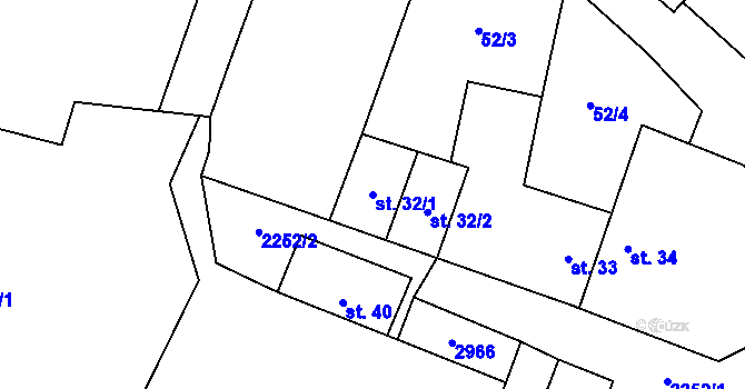 Parcela st. 32/1 v KÚ Rozseč u Třešti, Katastrální mapa
