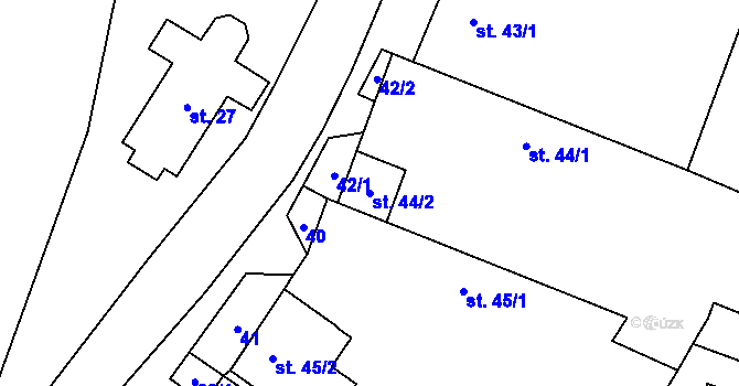 Parcela st. 44/2 v KÚ Rozseč u Třešti, Katastrální mapa