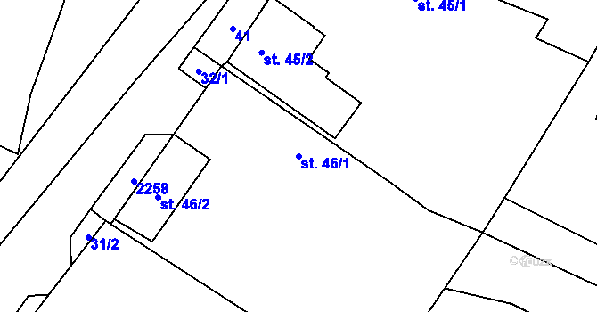 Parcela st. 46/1 v KÚ Rozseč u Třešti, Katastrální mapa
