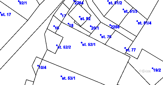Parcela st. 52/1 v KÚ Rozseč u Třešti, Katastrální mapa