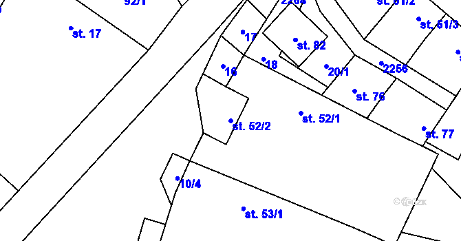 Parcela st. 52/2 v KÚ Rozseč u Třešti, Katastrální mapa
