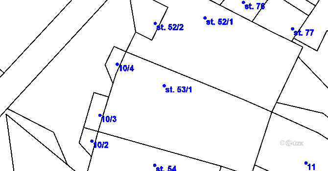 Parcela st. 53/1 v KÚ Rozseč u Třešti, Katastrální mapa