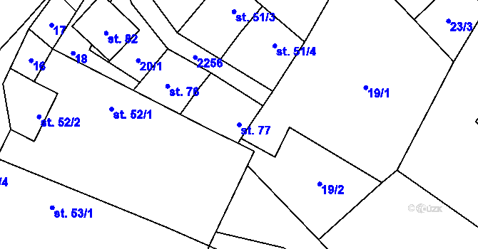 Parcela st. 77 v KÚ Rozseč u Třešti, Katastrální mapa