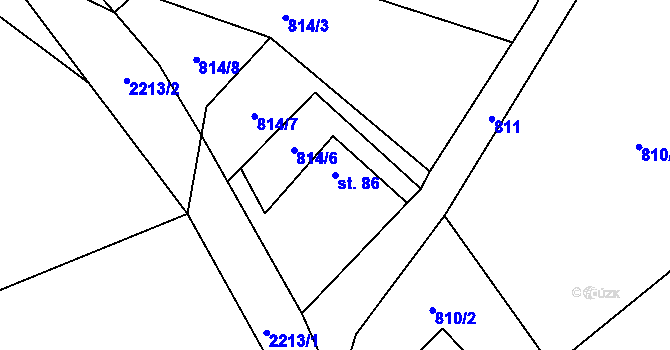 Parcela st. 86 v KÚ Rozseč u Třešti, Katastrální mapa