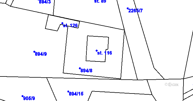 Parcela st. 116 v KÚ Rozseč u Třešti, Katastrální mapa