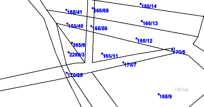 Parcela st. 165/11 v KÚ Rozseč u Třešti, Katastrální mapa