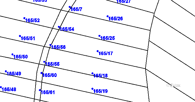 Parcela st. 165/17 v KÚ Rozseč u Třešti, Katastrální mapa