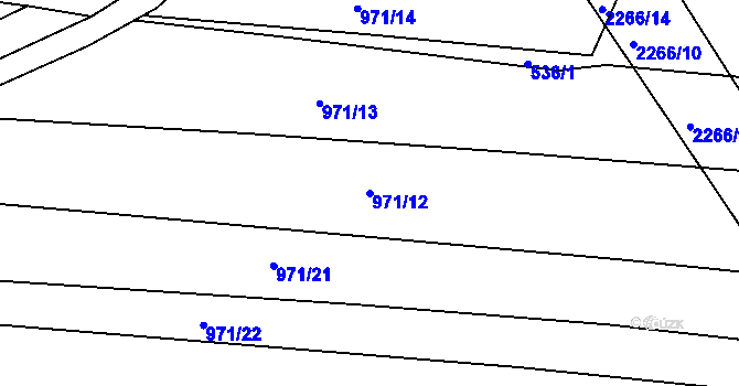 Parcela st. 971/12 v KÚ Rozseč u Třešti, Katastrální mapa
