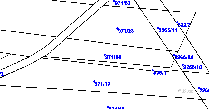 Parcela st. 971/14 v KÚ Rozseč u Třešti, Katastrální mapa