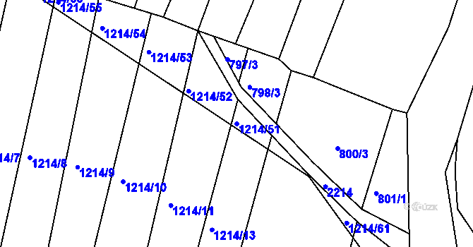 Parcela st. 1214/51 v KÚ Rozseč u Třešti, Katastrální mapa