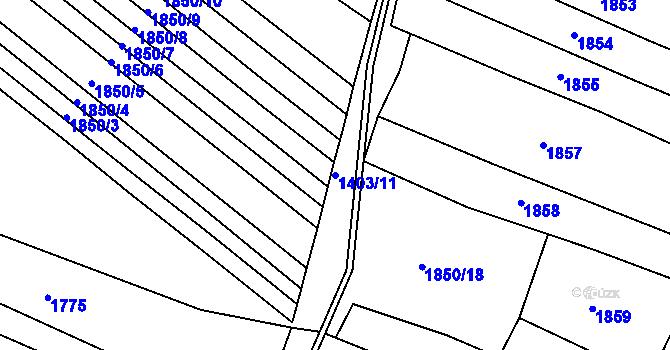 Parcela st. 1403/11 v KÚ Rozseč u Třešti, Katastrální mapa