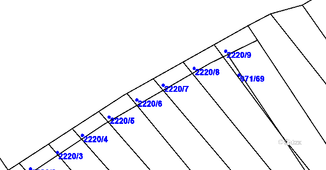 Parcela st. 2220/7 v KÚ Rozseč u Třešti, Katastrální mapa