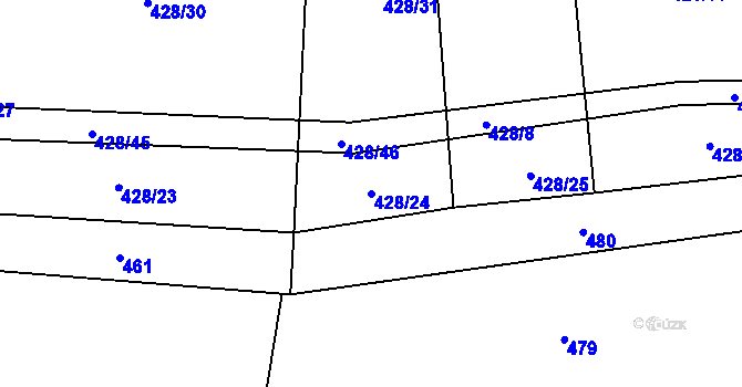 Parcela st. 428/24 v KÚ Rozseč, Katastrální mapa