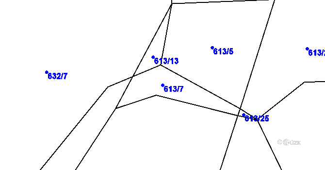 Parcela st. 613/7 v KÚ Rozseč, Katastrální mapa