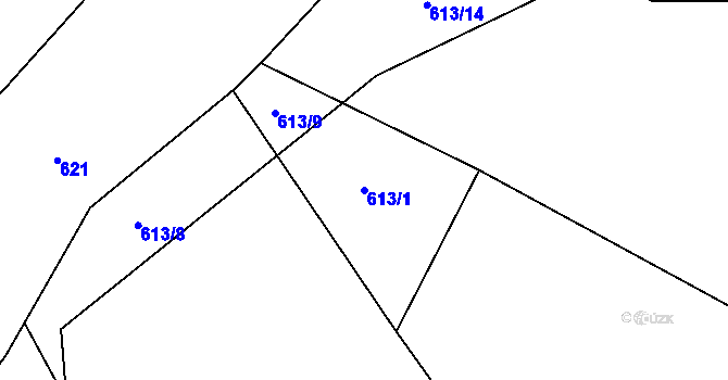 Parcela st. 613/1 v KÚ Rozseč, Katastrální mapa