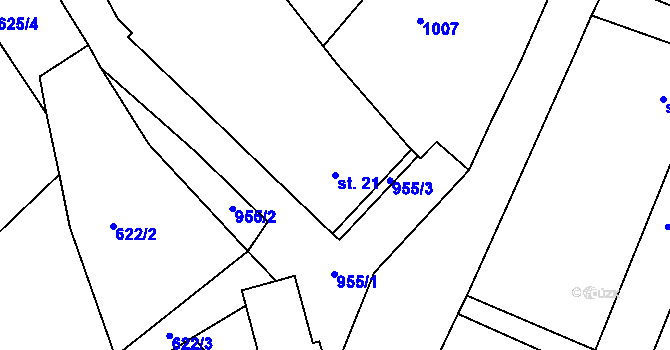 Parcela st. 21 v KÚ Rozseč nad Kunštátem, Katastrální mapa