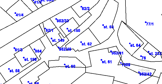 Parcela st. 62 v KÚ Rozseč nad Kunštátem, Katastrální mapa