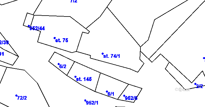 Parcela st. 74/1 v KÚ Rozseč nad Kunštátem, Katastrální mapa