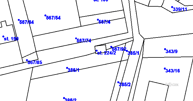 Parcela st. 224/2 v KÚ Rozseč nad Kunštátem, Katastrální mapa