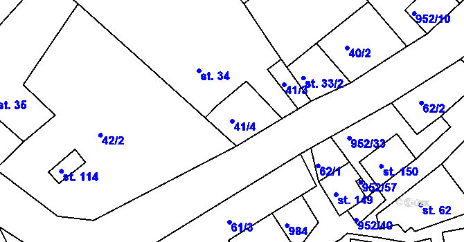 Parcela st. 41/4 v KÚ Rozseč nad Kunštátem, Katastrální mapa