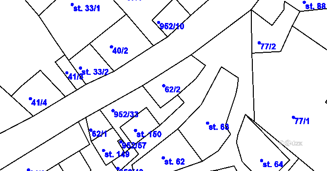 Parcela st. 62/2 v KÚ Rozseč nad Kunštátem, Katastrální mapa