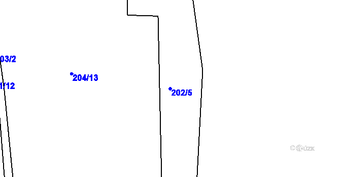 Parcela st. 202/5 v KÚ Rozseč nad Kunštátem, Katastrální mapa