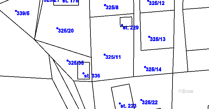 Parcela st. 325/11 v KÚ Rozseč nad Kunštátem, Katastrální mapa