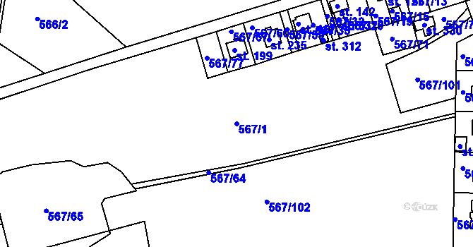 Parcela st. 567/1 v KÚ Rozseč nad Kunštátem, Katastrální mapa