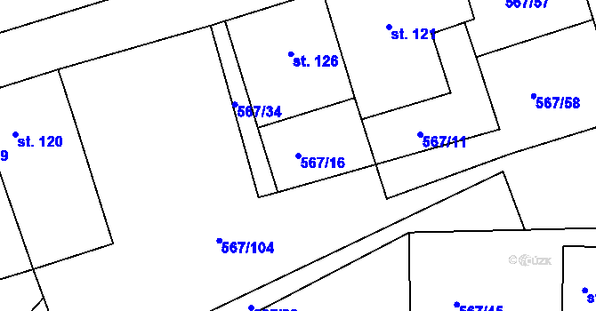 Parcela st. 567/16 v KÚ Rozseč nad Kunštátem, Katastrální mapa