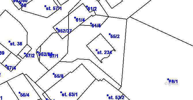 Parcela st. 234 v KÚ Rozseč nad Kunštátem, Katastrální mapa