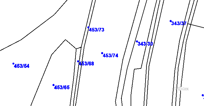 Parcela st. 453/74 v KÚ Rozseč nad Kunštátem, Katastrální mapa