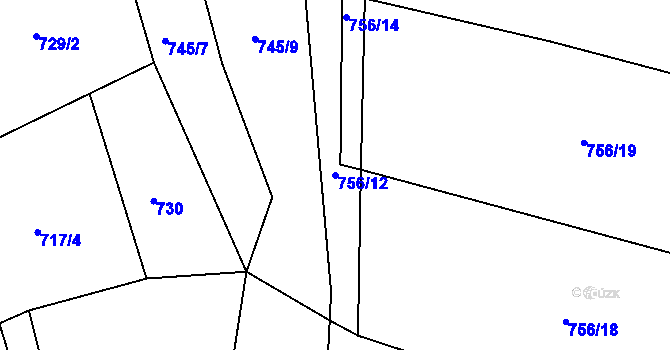 Parcela st. 756/12 v KÚ Rozseč nad Kunštátem, Katastrální mapa
