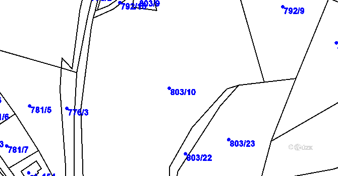 Parcela st. 803/10 v KÚ Rozseč nad Kunštátem, Katastrální mapa