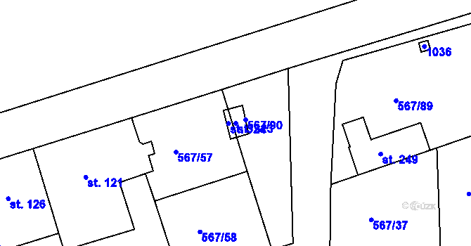 Parcela st. 323 v KÚ Rozseč nad Kunštátem, Katastrální mapa