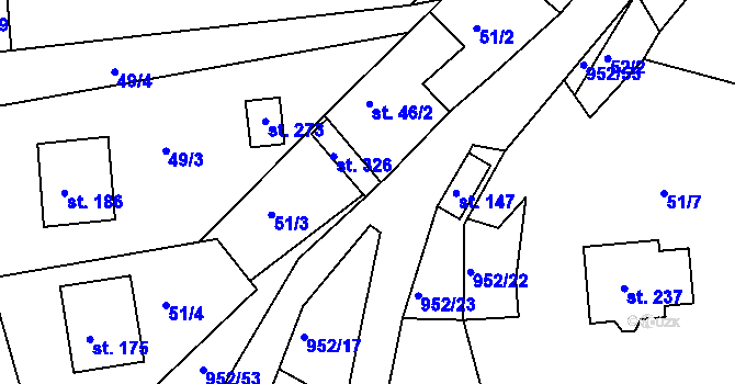 Parcela st. 952/61 v KÚ Rozseč nad Kunštátem, Katastrální mapa